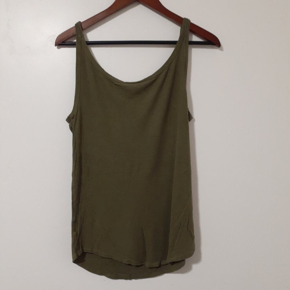Attention Women's Olive Green XL Tank Top Rayon Spandex Scoop Neck - Picture 3 of 5